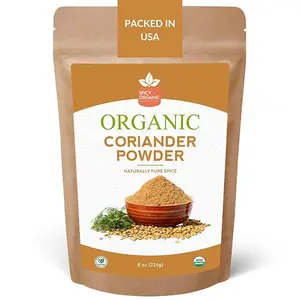 SPICY ORGANIC Ground Coriander Seed Powder – 8 oz Pack - Authentic Coriander Spice for Cooking - Freshly Ground, Certified USDA Organic, and Aromatic