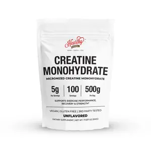 Hearthy Foods Creatine Monohydrate Micronized Powder 500G - 100 Servings, 5g Per Serving - UNFLAVORED Supplement Fitness Edible Dietary Health Brain Health Muscle Development Stamina