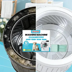 JAKEHOE Washing Machine Cleaner Tablets | Deep Clean Mold & Pet Odor | Limescale Remover | 12 Packs Laundry Pods Home Goods Detergent Ball
