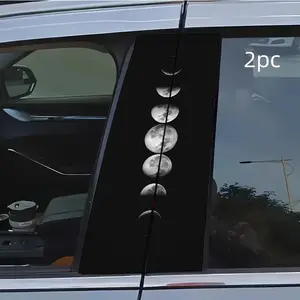 2pcs Moon Phase Changes Car Sticker B-Pillar DIY Middle Pillar Film Decorative Car Accessory Car Decals