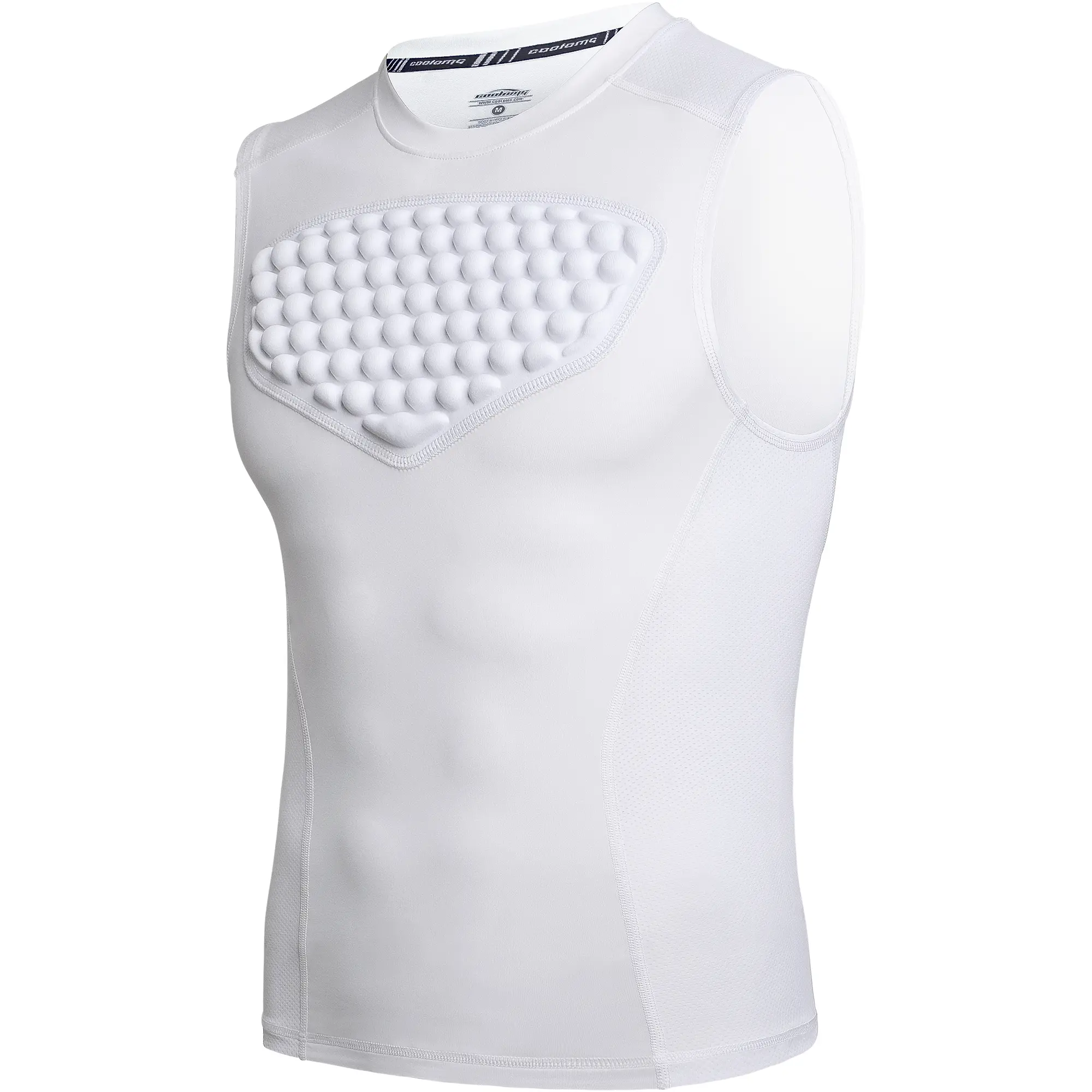 COOLOMG Men's Padded Seamless Lightweight Compression Sleeveless Sports Vest - Baseball Chest Protector, Heart Guard, Sternum Support for Football, Lacrosse, Lightweight Vest, Seamless Compression Vest