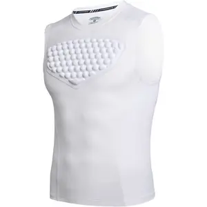 COOLOMG Mens Baseball Chest Protector Shirt Padded Compression Shirt Heart Guard Sternum Support for Football Lacrosse Athletic Outdoor Exercise