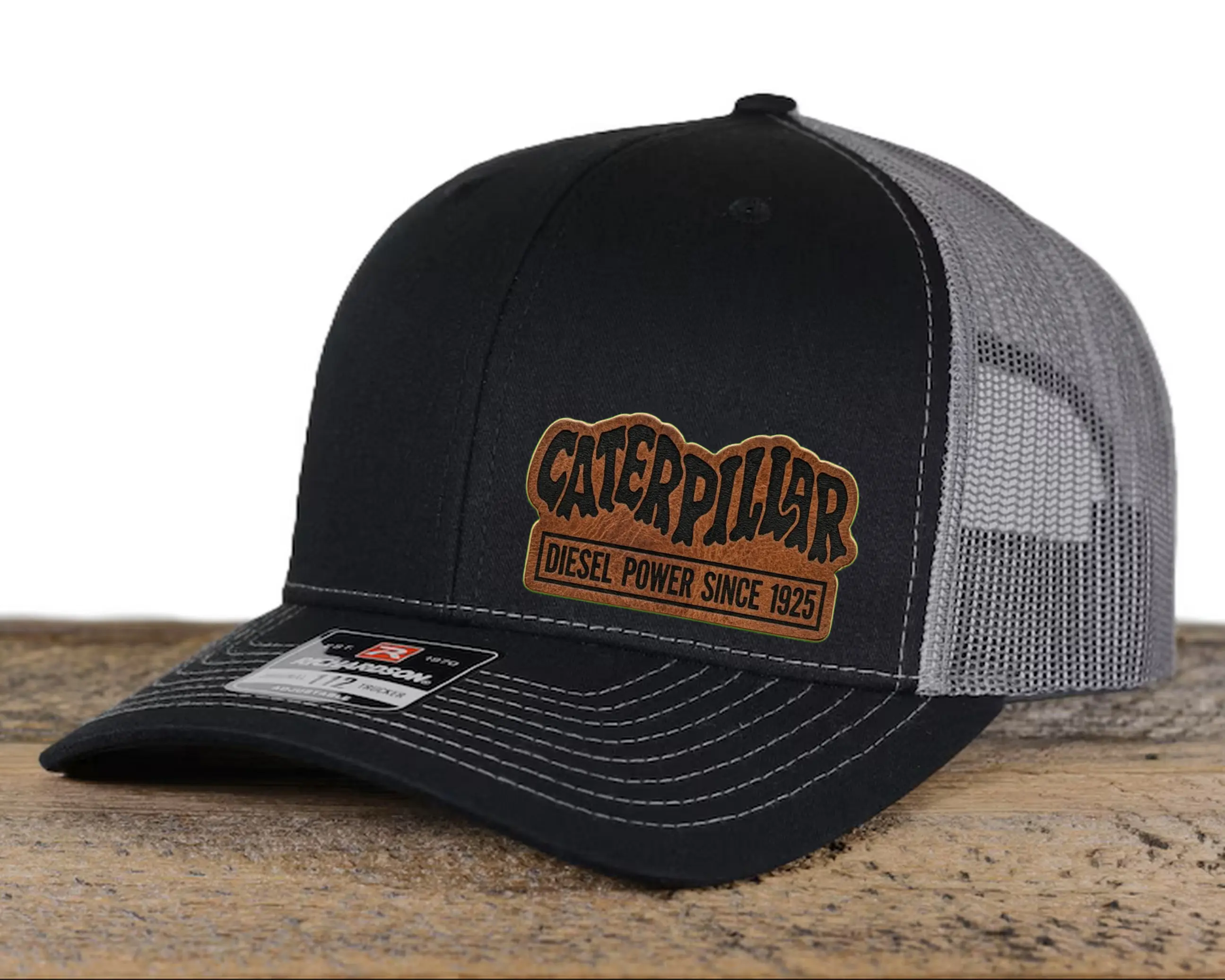 Diesel Power Since 1925 Snapback Embroidered Trucker Hat, Premium Mesh Back Snapback Cap, Vintage Style Construction Machinery Workwear Hat, Heavy Duty Black Trucker Hat for Men and Women, Adjustable S