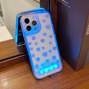 Sound-Control LED Heart Phone Case, Unique Call Light Design, Fits iPhone 11/12/13/14/15/16/17 Pro/pro Max/plus, Fashion Protective Cover
