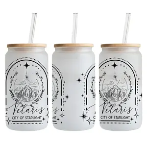 ACOTAR | Book Club Tumbler| 16oz Glass Can with Bamboo lid and Glass Straw Bottle Drink Drinkware Lightweight