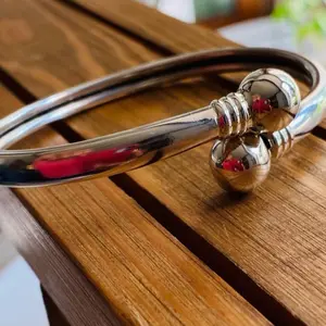 Sterling silver bracelet- Tribal Ball Ends Cuff