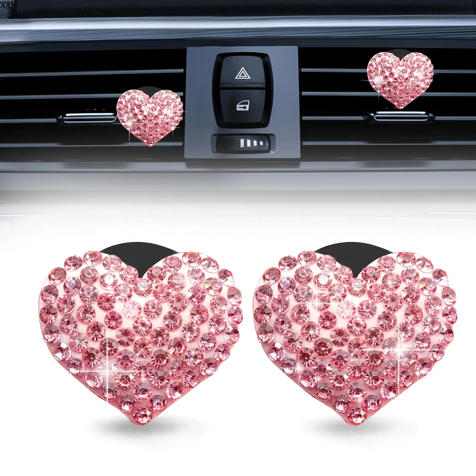 2PCS Car air outlet aromatherapy clip diamond rhinestone heart car air outlet perfume clip decoration Car Fragrance Car Air Diffuser
