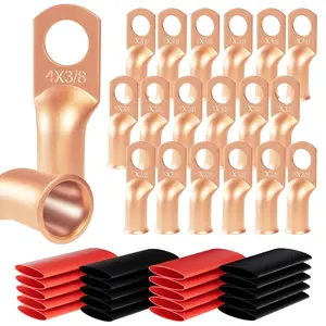 20pcs 4 Awg - 3/8" Sanuke Wire Lugs Ring Terminal Connectors Ends Heavy Duty for Battery Cable Lug Wire Electrical Eyelets with 3:1 Dual Wall Adhesive Heat Shrink
