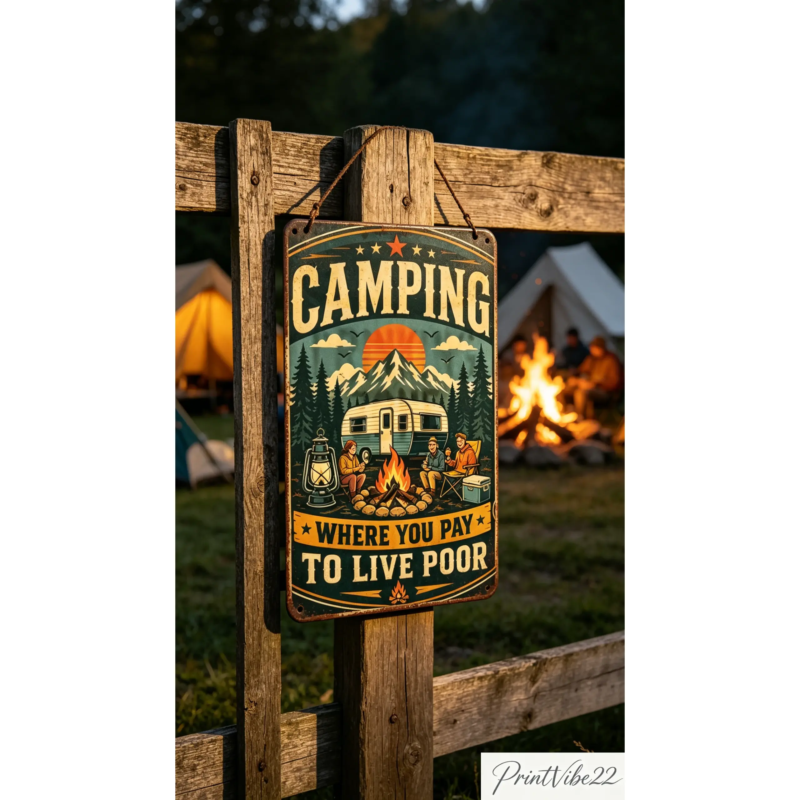 Camping Where You Pay to Live Poor Metal Sign, Camping Humor, Camping Gift, Outdoors, Camper Decor, Camp Wall Art, Funny Sign, Made in USA