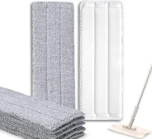 Microfiber Cleaning Pads Compatible with Squeeze Flat Mop (6 Pack), Washable and Reusable Microfiber Mop Pads for Floor Cleaning