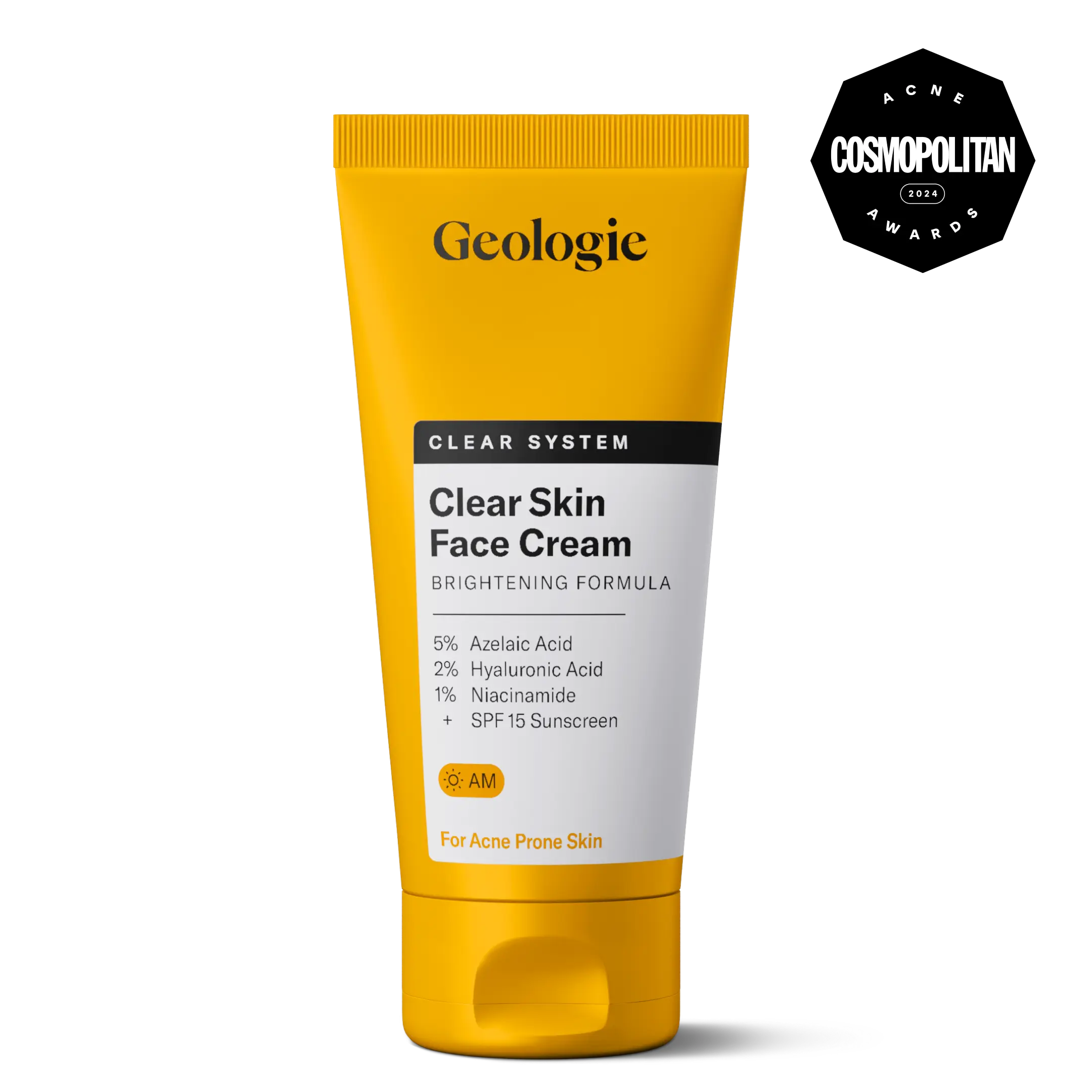 Geologie Clear Skin Face Cream | Clear System Daily Moisturizer with SPF15 for Acne-Prone Skin | Azelaic Acid, Niacinamide & Hydrating Hyaluronic Acid | Lightweight & Oil Free | 60 ML