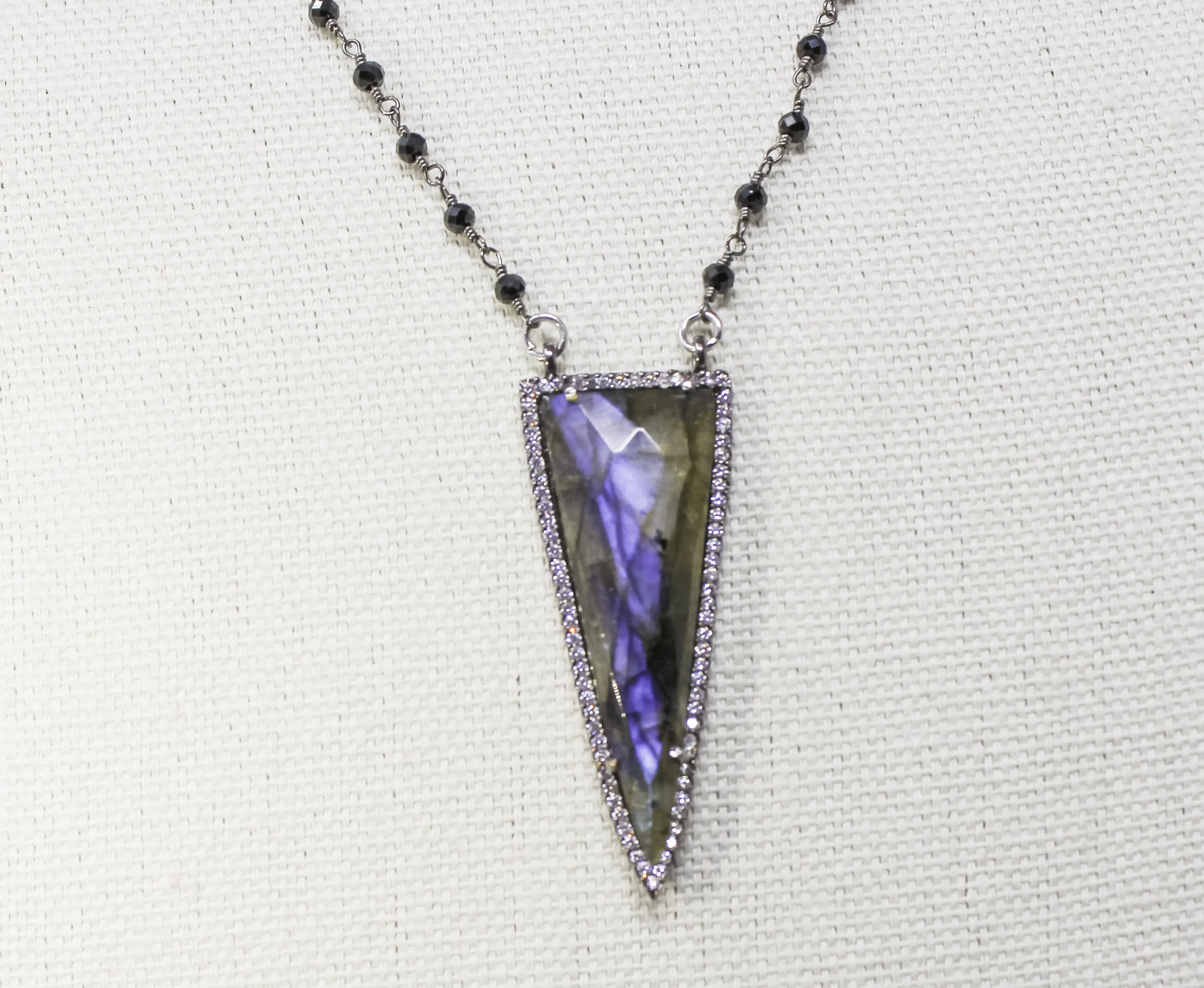 Black Spinel and Labradorite Point Necklace