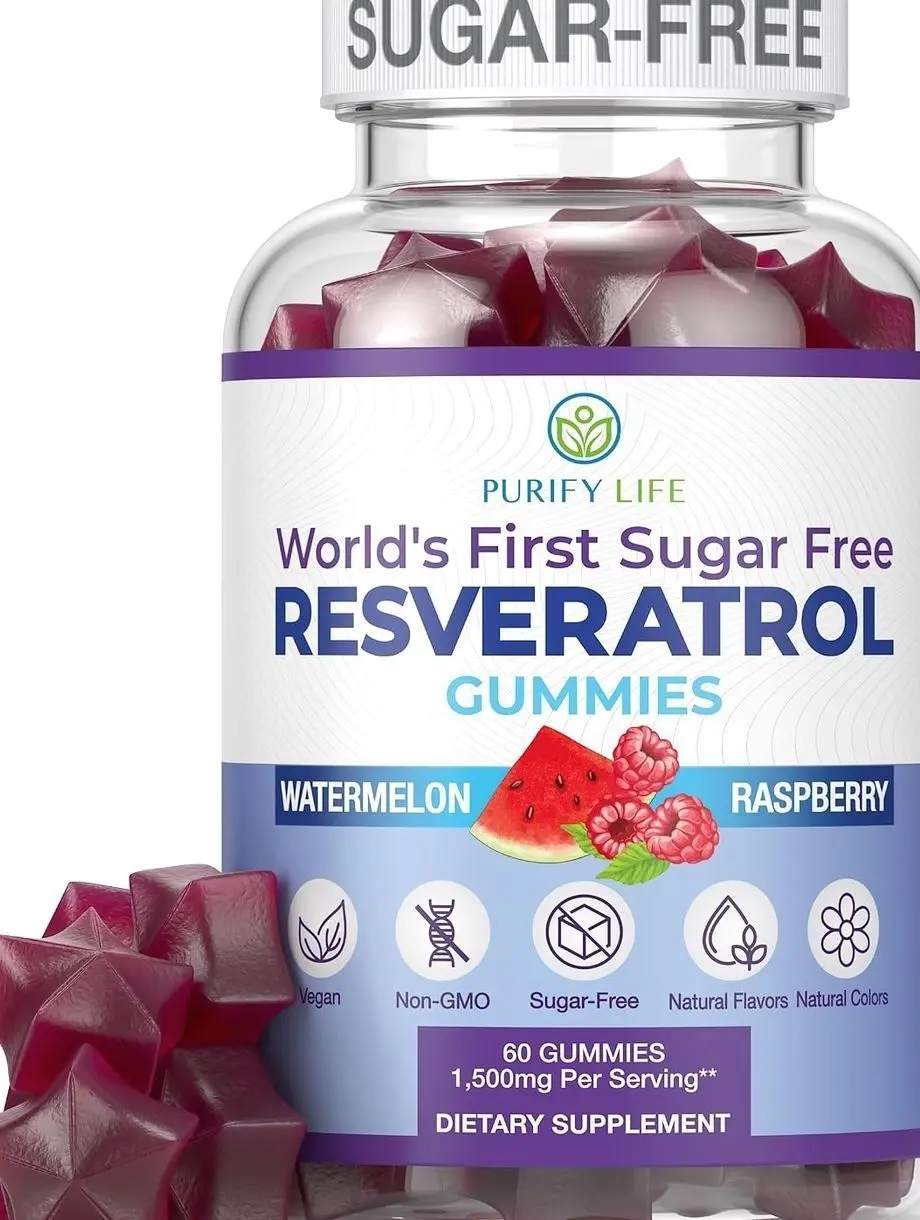 Sugar-Free Resveratrol Gummies - Potent Anti-Aging Antioxidant - Resveratrol Supplement to Support Digestive & Immune Health - Natural Herb for Cell Growth & Repair - Easy Chewable NMN Alternative