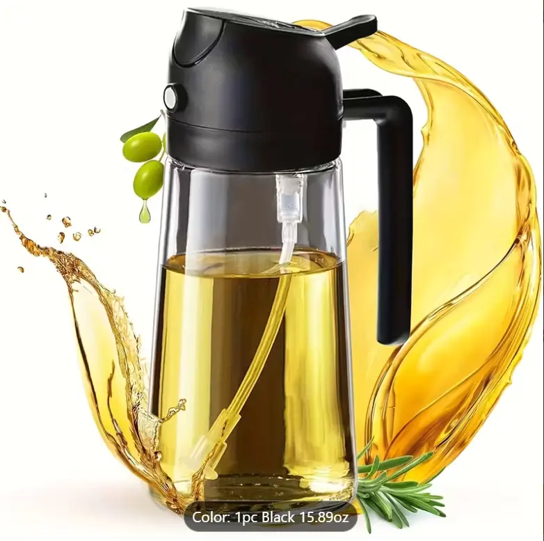 Oil Sprayer for Cooking - 2 in 1 Olive Oil Dispenser for Kitchen Gadgets plastic bottel Oil Dispenser Bottle Oil Mister Spray Bottle For Cooking