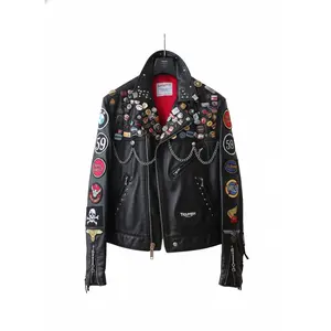 Patchwork Chain Moto Jacket