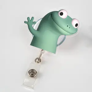 Funny Lizard Badge Reel – Cute Lizard Meme ID Holder, Retractable Name Badge Clip for Animal Lovers, Nurses, Teachers & Office Work