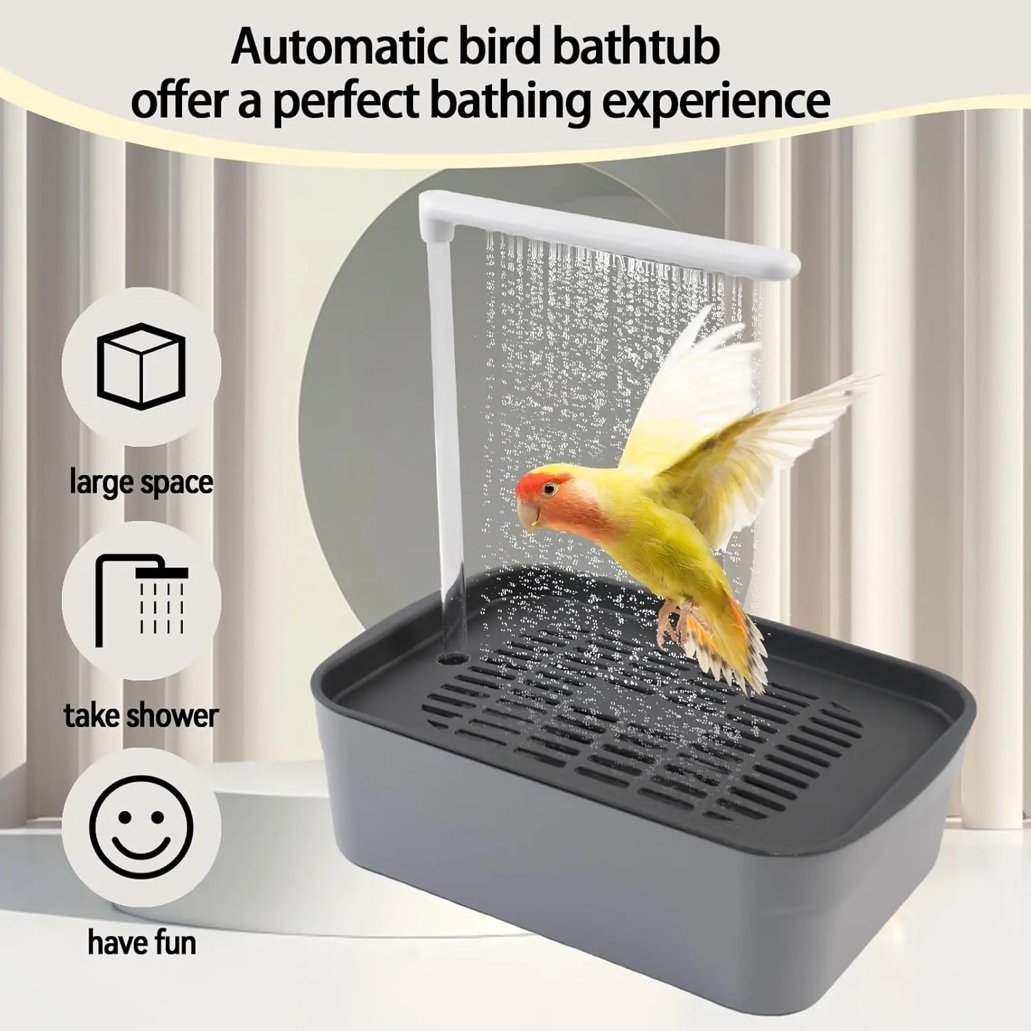 Automatic Bird Cage Grooming Clean Bath Shower with Water Pump, Parrot Bath Box, Electric Fountain Bathtub with Circulating Water Design, Suitable for Cockatiels, Lovebirds, Conures, Budgies, and Other Small Birds