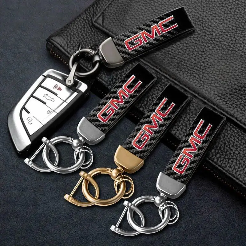 Woven leather rope car keychain keyring gift Accessories For GMC Terrain Sierra 1500 Yukon Acadia Savana Hummer Granite H3