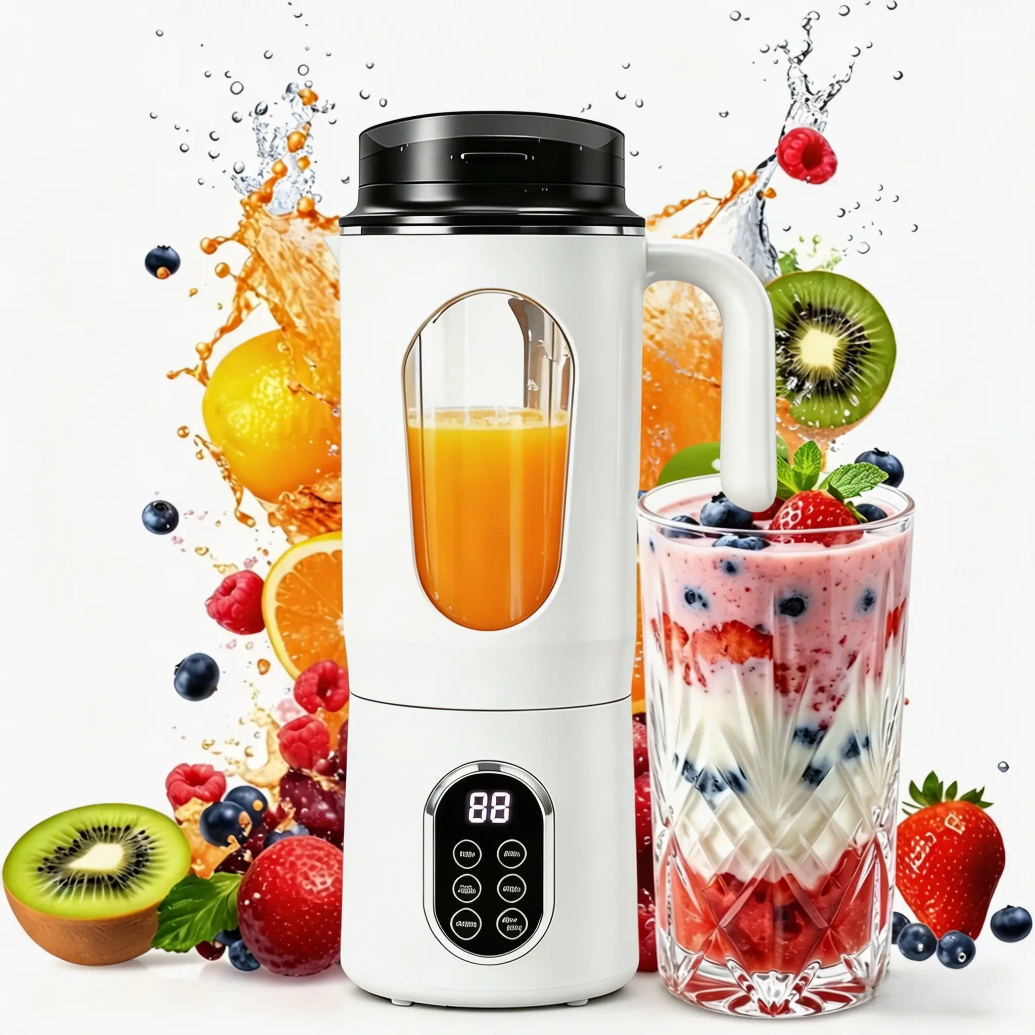 Portable Blender with Handle - 20oz Cordless Compact Smoothie Maker, Rechargeable USB-C Port Juicer Cup for Shakes, Versatile Kitchen Appliance
