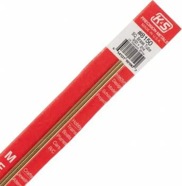 K&S Engineering 3/32"x12" Square Brass Tube .014 Wall (2)