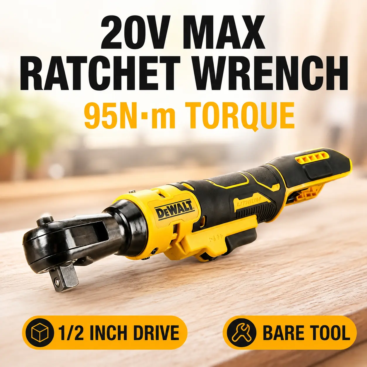 DEWALT DCF512 Brushless Motor Right Angle Cordless Ratchet Wrench - 18V Makita Batteries Compatible, Variable Speed, LED Light, Tight Spaces Use, On-The-Go Convenience, Adaptable Design