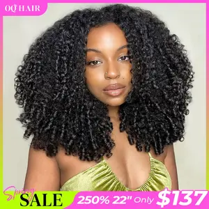 [FLASH SALE] OQ HAIR Burmese Curly Wear Go Half Wig Seamless Water Wave Flip Over Wig 3 IN 1 Wear Go Glueless Human Hair Wigs With Drawstring Invisible Hairline for Beginner Friendly Vacation Hair Wigs dealsforyoudays