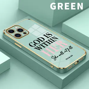 Plating Mobile Phone Case for iPhone 17 15 Pro Max 16 14 Plus 13 12 11 Divine Inner Strength Printed Soft Silicone TPU Glossy Anti-oil Protective Cover,Trendy and cool, perfect for Holiday gifts.