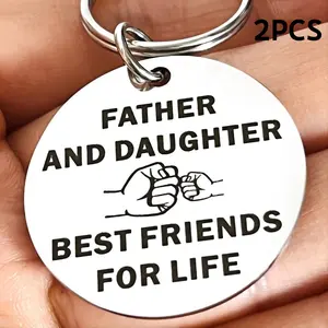 2pcs Funny Keychain - Best Dad Key Ring Gifts For Father Birthday Christmas - From Daughter - Father And Daughter Best Friends For Life - For Father's Day & Birthdays - A Thoughtful Gift for Dad