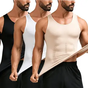 Men's Compression Tank Top with Tummy Control, Seamless Body Shaper for Workout & Fitness Gymwear, 1/2 Pack, Compression Fit