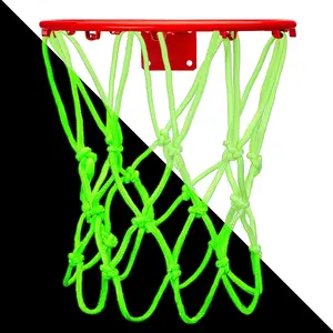 Nightlight Mini Basketball Net Basketball Hoop Net 8 Loop Replacement Portable Nylon Glow in The Dark Basket Ball Mesh for  Outdoor   Hoop  Gifts 8-10.25 Inch Rims