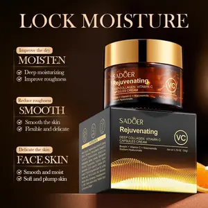 Deep Hydrating Face Cream with Collagen and Vitamin C, Brightening Moisturizer, Smooths Rough Skin, Whitening Night Cream, 50g