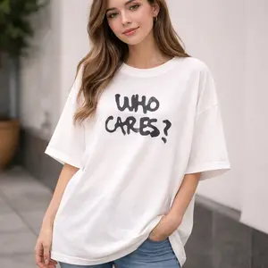 Vintage Who Cares Graphic T-Shirt, Oversized Streetwear Tee, Korean Style Stage Outfit Inspired Shirt, Aesthetic Unisex Casual Top