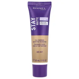 Rimmel London Stay Matte, Full Coverage Mattifying Foundation, 305 Buff, 1 fl oz (30 ml)