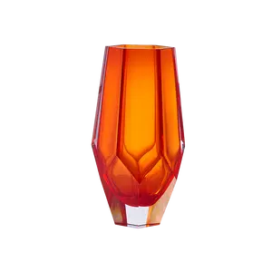 LUXMOOD A Song of Ice and Fire Handmade Glass Vase Blaze Orange Geometric Ornaments High-Class Flower Vase for Home Interior Decor 390mm x 170mm