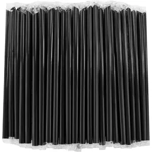 Pack of Black Boba Straws, Jumbo Smoothie Straws-Individually Wrapped Disposable Plastic Large Wide-mouthed Milkshake Drinking Straws (0.43" Wide X 9.45" Long)