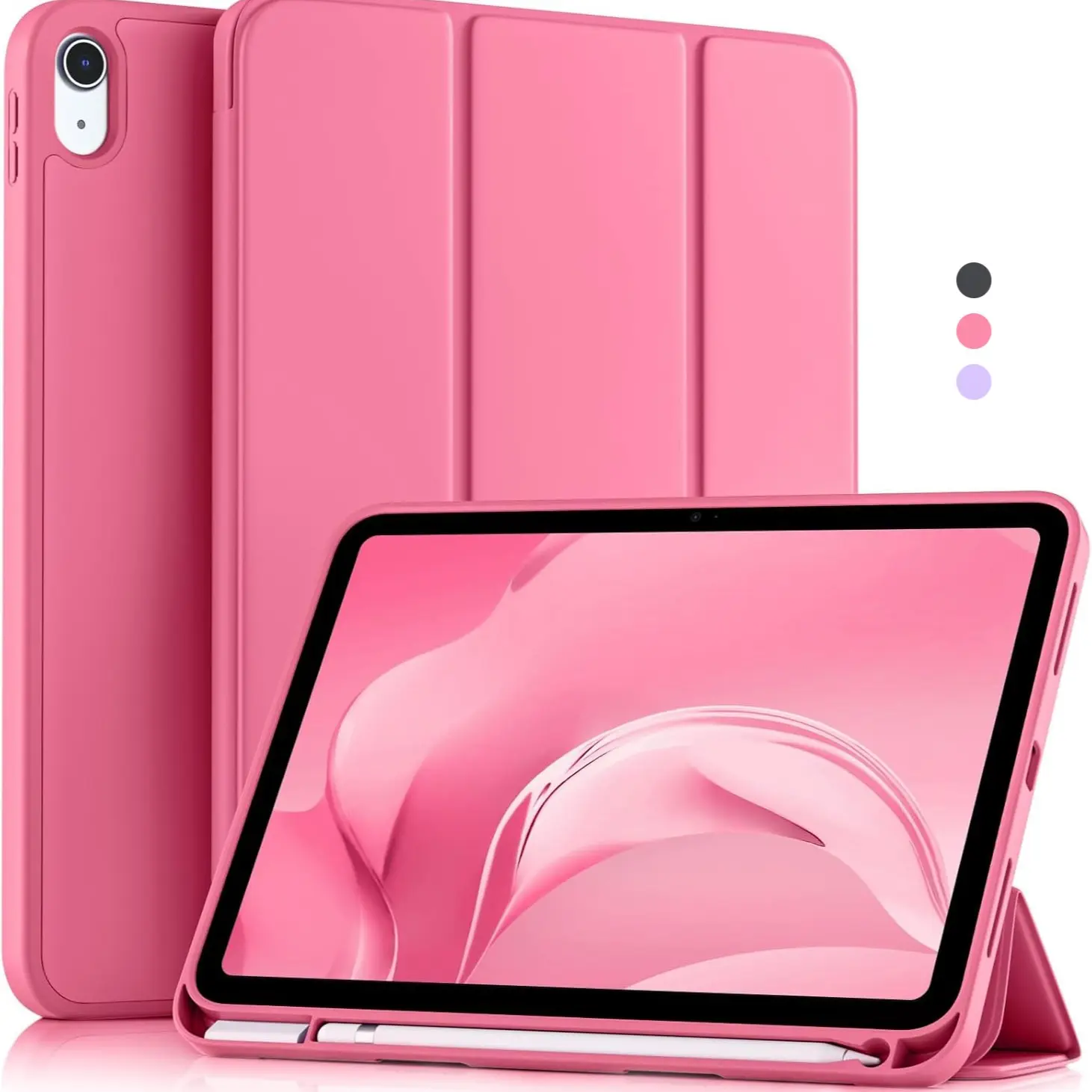 Case for iPad (A16) / Generation Case for iPad 10th [11-inch 2025 / 10.9-inch 2022] with Pencil Holder, Smart Cover with Soft Protective Durable TPU Back [support Auto Wake/Sleep] (Watermelon Red) Tablet Accessories