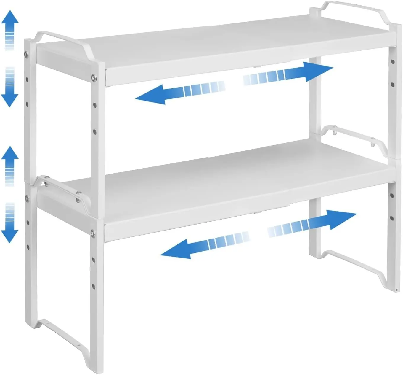 Set of 2 Expandable Kitchen Cabinet Shelves Organizers, Stackable Adjustable Small Storage Shelf Rack Stand For Pantry Cabinet Cupboard Kitchen Counter Organization, 22 lbs Capacity, Length:20.5"