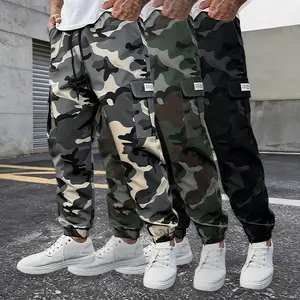 Men’s Spring/Summer basic camo cargo pants, available in multiple colors, loose fit—essential for spring/summer