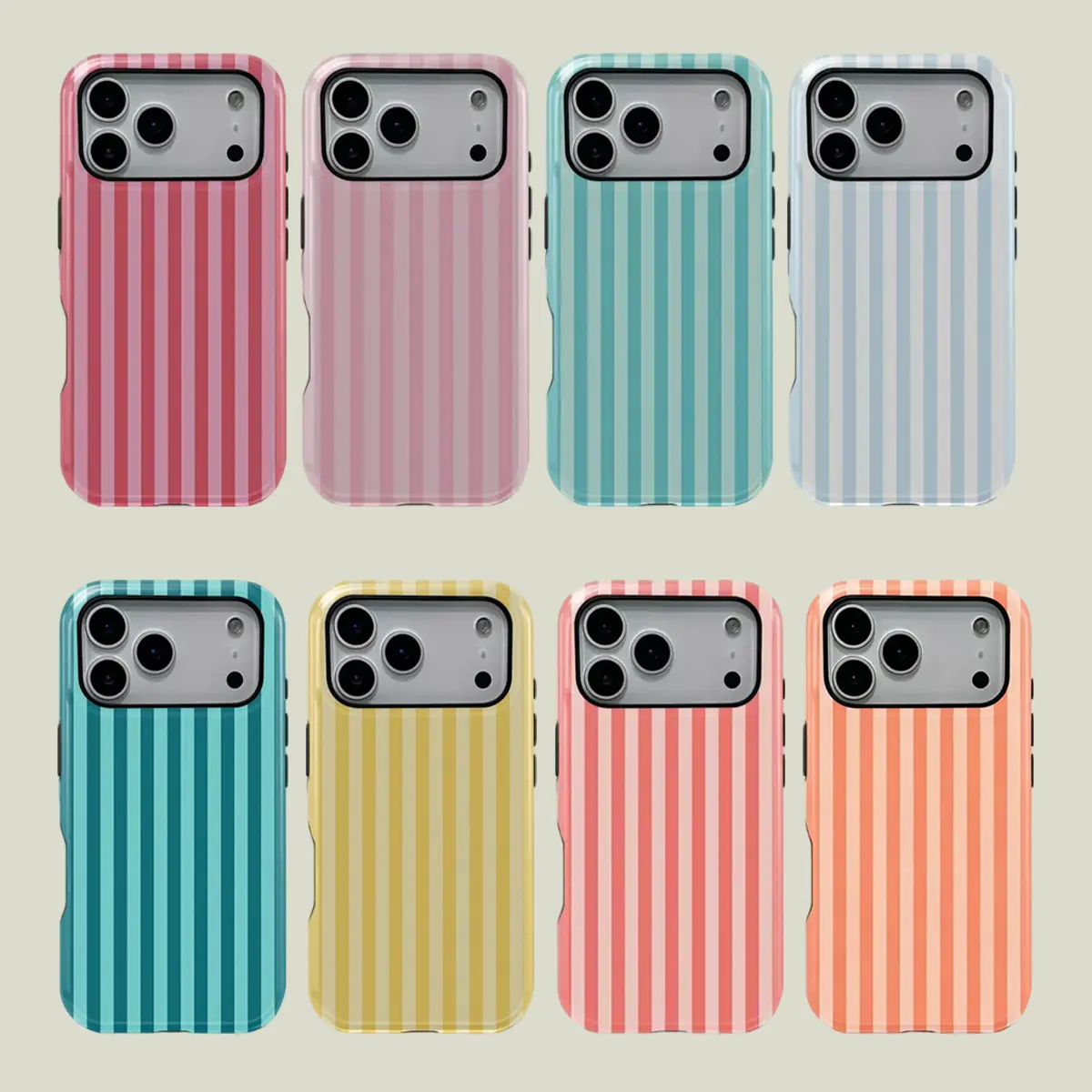 1PC Striped Print Phone Case For Summer, Rugged Shockproof 2in1 Protective Shell for iPhone 17 16 15 14 13 12 Pro Max, Samsung Galaxy S26 S25 S24 S23 Ultra Series Holiday Gift Minimalist Fashion Case Cover