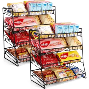 2 Pack Candy Display Rack, 2025 Upgrade Metal Snack Rack Display Stand, Snack Organizer for Countertop, Kitchen and Stores