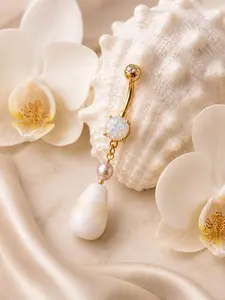 Opal x Cone Shell belly button ring