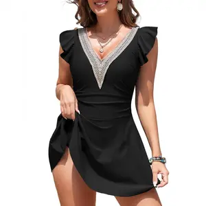 Aleumdr Women Summer SwimDress One Piece Swimsuit with Skirt Tummy Control Bathing Suits Modest Swimwear Swim Romper Sport Swimming Clothing Beach