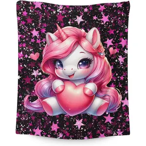 Flannel Blanket | Unicorn Blanket Kids Blanket For Girls 6-8 Gift For Unicorn Lovers, Cozy Warm Flannel Throws For Sofa Trip Chair Bed Room | Gift Blanket / All Season