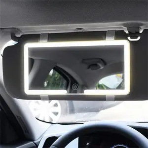 Car Sun Visor Vanity Mirror with Lights, 3 Light Modes, Rechargeable Dimmable Touch Control Travel Makeup Mirror for Truck SUV