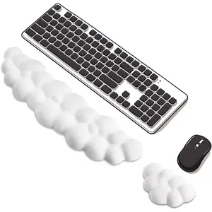 Keyboard Wrist Rest  Wrist Support Set, Cloud Keybroad Wrist Rest Pad with Non-Slip PU Base, Memory  Wrist Rest for   Laptop Gaming  Office, White