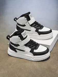 Unisex High-Top Sneakers, Comfortable Shock-Absorbing Design, Fashionable Velcro Closure, Perfect for Kids Skateboarding & School Wear, Trendy High Top