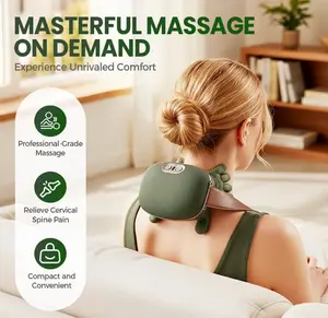 Bionic Heating Massager, Portable Acupressure Neck and Back Massager, Electric Deep Tissue 4D Kneading Massage, Designed to Mimic Human Hands for Pain Relief and Muscle Relaxation (Green)