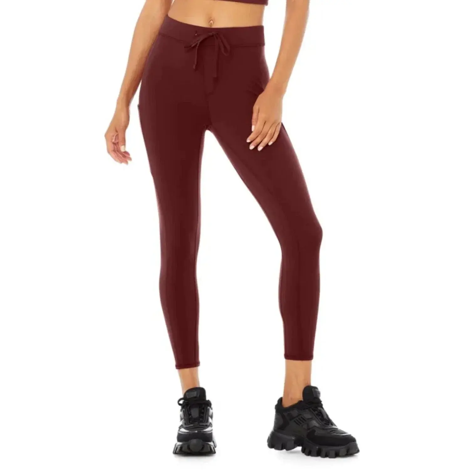 Alo Yoga 78 High waist Checkpoint Drawstring Waist Leggings in Cranberry