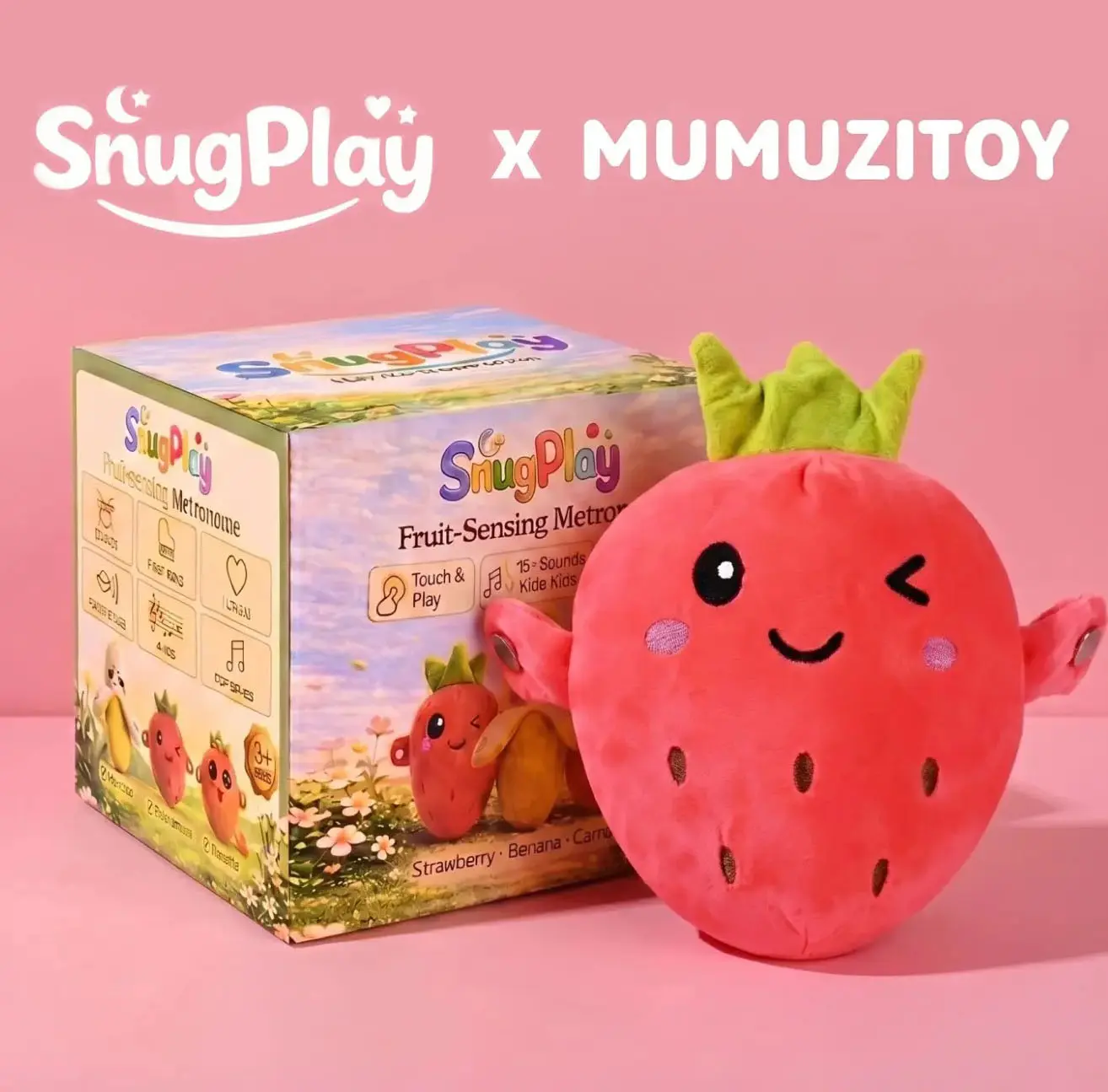 Interactive Music Plush Toy Set -Strawberry ,Banana & Carrot（no battery) Electric Plush Toys forParent-Child Interaction, Couples & Friends Prank Toy, Valentine's Day & Easter Party Fun Gift for Kids & Adults