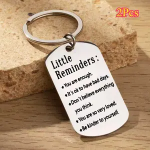 2Pcs Stainless Steel Little Reminders Keychain - Engraved with Inspirational Quotes - Perfect for Women & Men as Personalized Birthday & Christmas Gift